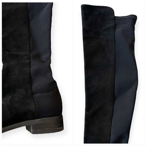 Stuart Weitzman‎ Over the Knee Black Suede/Stretch 50/50 Boots, Size 6M - Picture 6 of 15